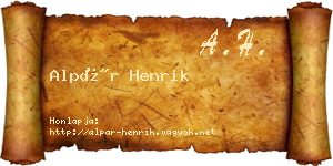 Alpár Henrik névjegykártya